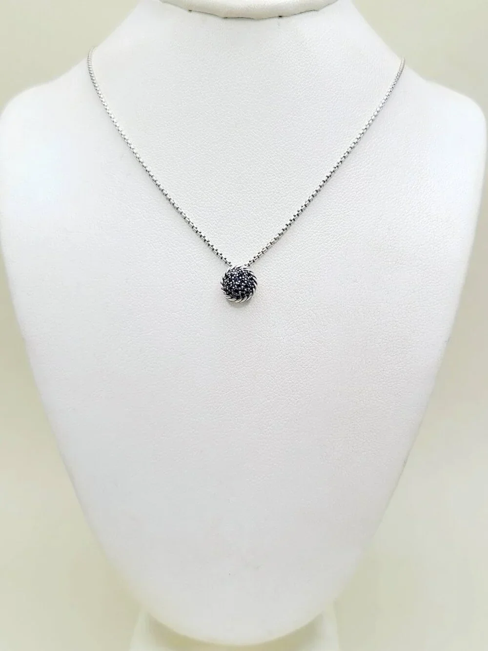 David Yurman Chatelaine Pendant Necklace w/ Pavé Black Diamonds - 17
